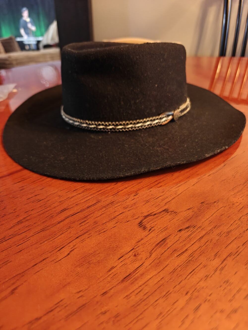 Western Express Inc. Cowboy Hat Black 100% Wool Felt Size 7 1/8 Made in USA